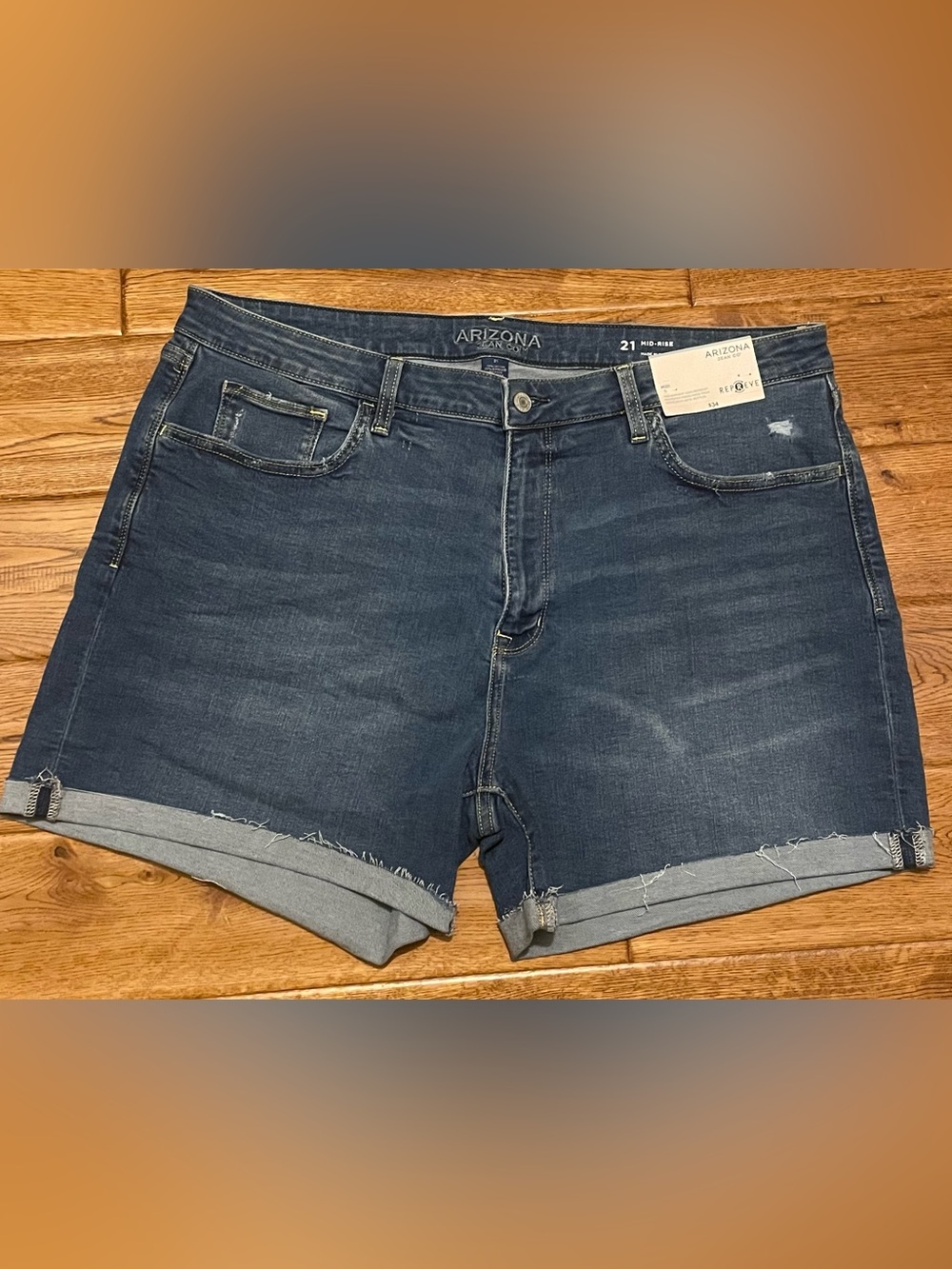Arizona Jean Company Dark Blue Mid-Rise Denim Shorts Size 21